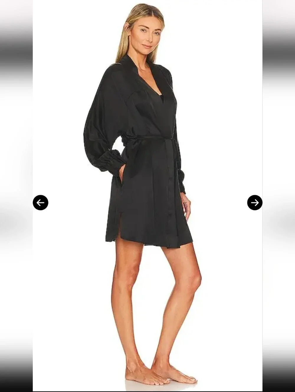 Lunya Washable Silk Robe Immersed Black XS/S - Picture 2 of 8